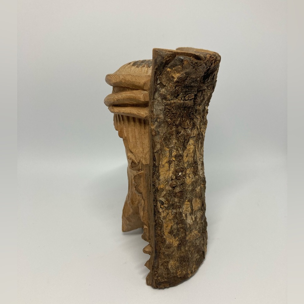 Vintage Weeping Jesus Wood Hand Carved Religious Folk Art - Picture 4 of 9